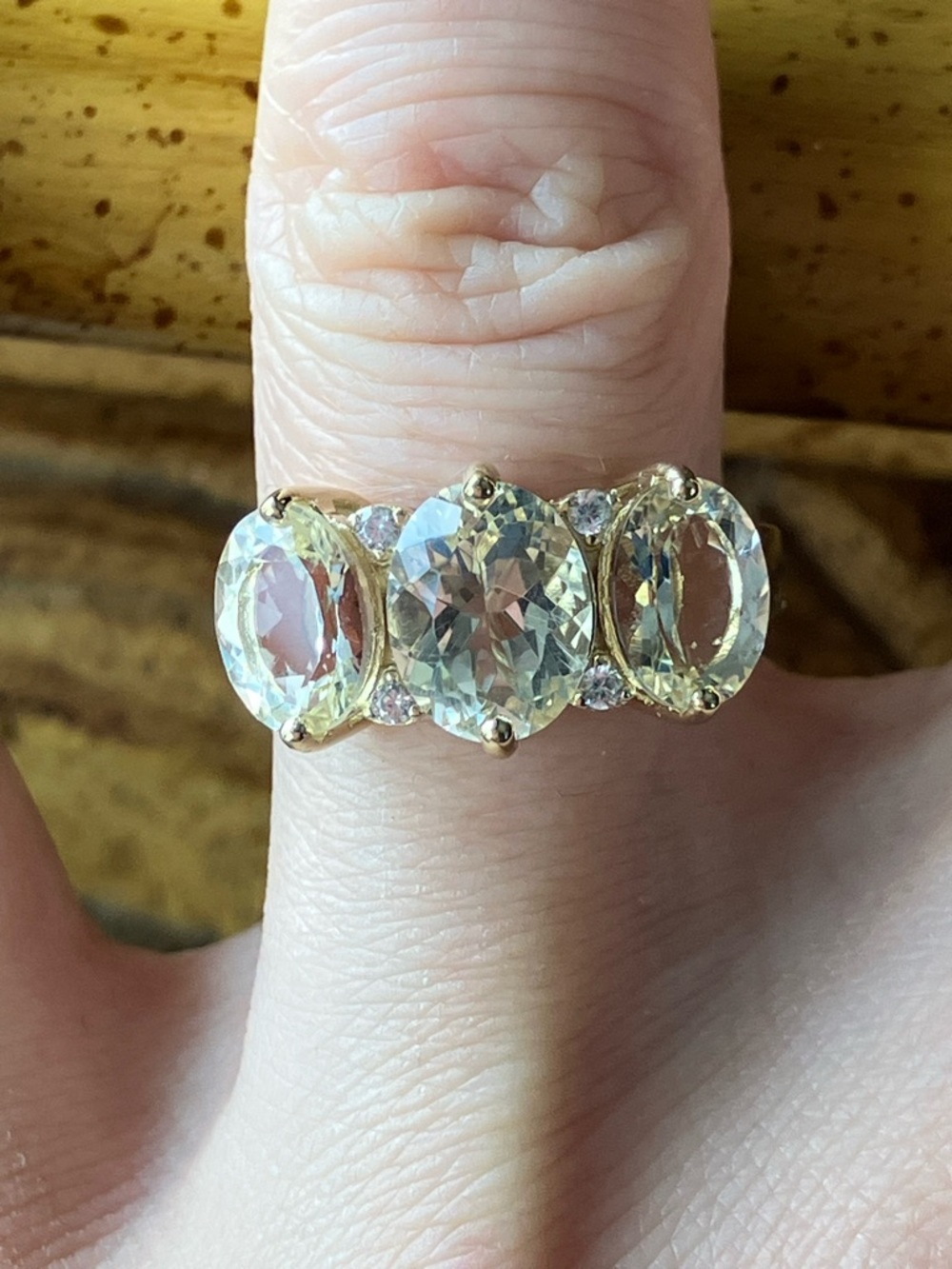 Natural Yellow Labradorite Sterling Silver Ring Size 8